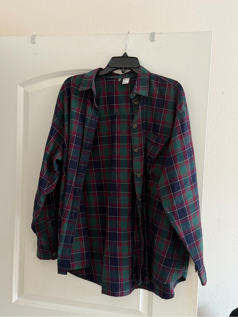 H&M Green, Navy & Burgundy Plaid Flannel Shirt